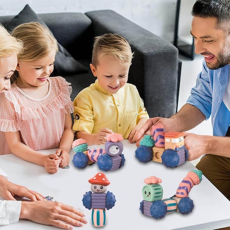 Robociki z Księżyca - miękkie klocki sensoryczne 12 elementów