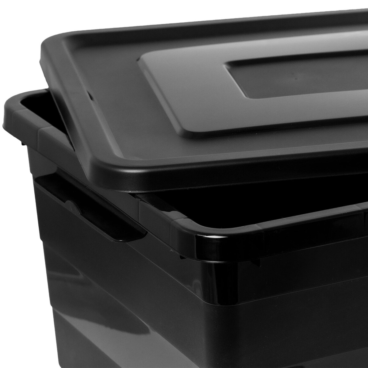 Pojemnik Plastikowy Pudełko Plastikowe Z Pokrywką Na Kółkach Box Czarny 55L