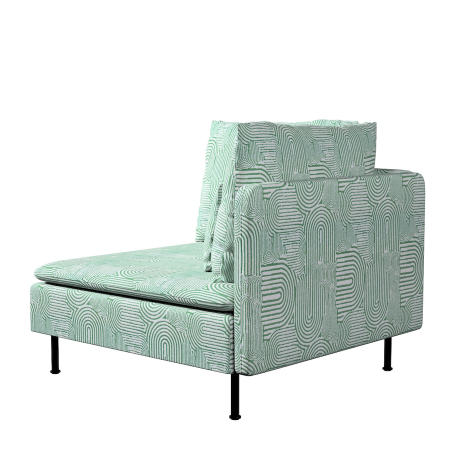 Pokrowiec na sekcję narożną Söderhamn, miętowe łuki na kremowym tle, 99 x 93 x 83 cm, Cosy Home