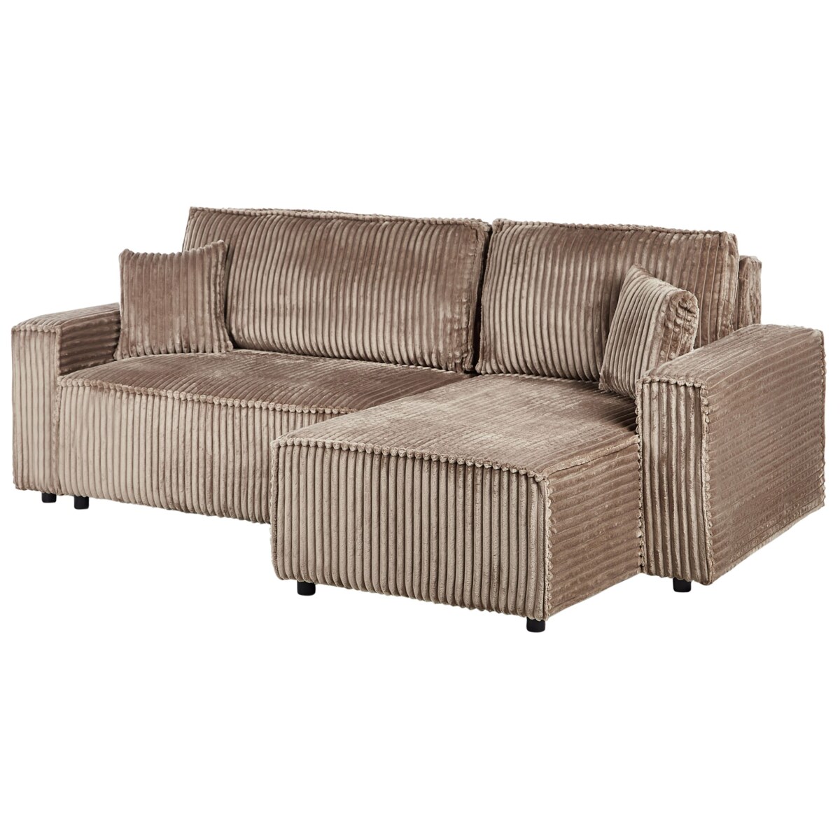 Sofa rozkładana ABACKA Jasnobrązowy Sztruks Lewostronny