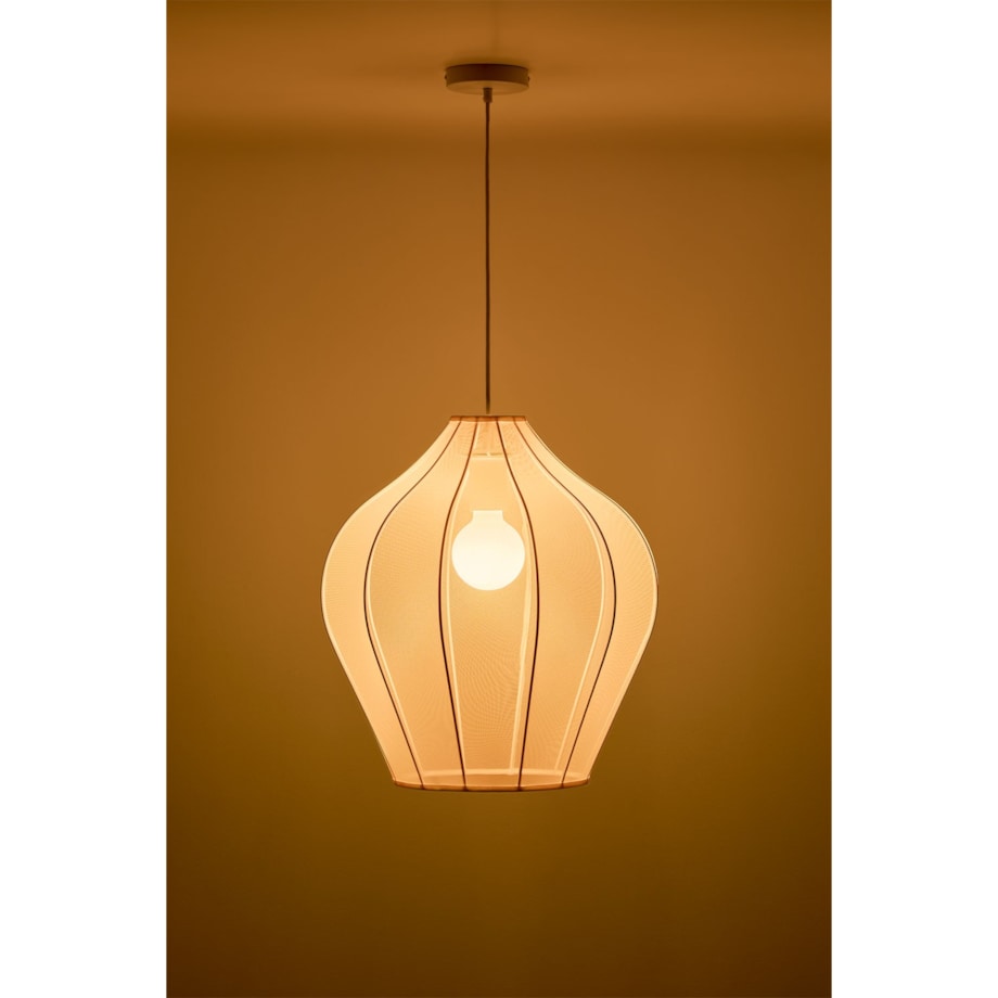 Lampa wisząca z metalu i tkaniny pudrowa Belisa Ø60 cm