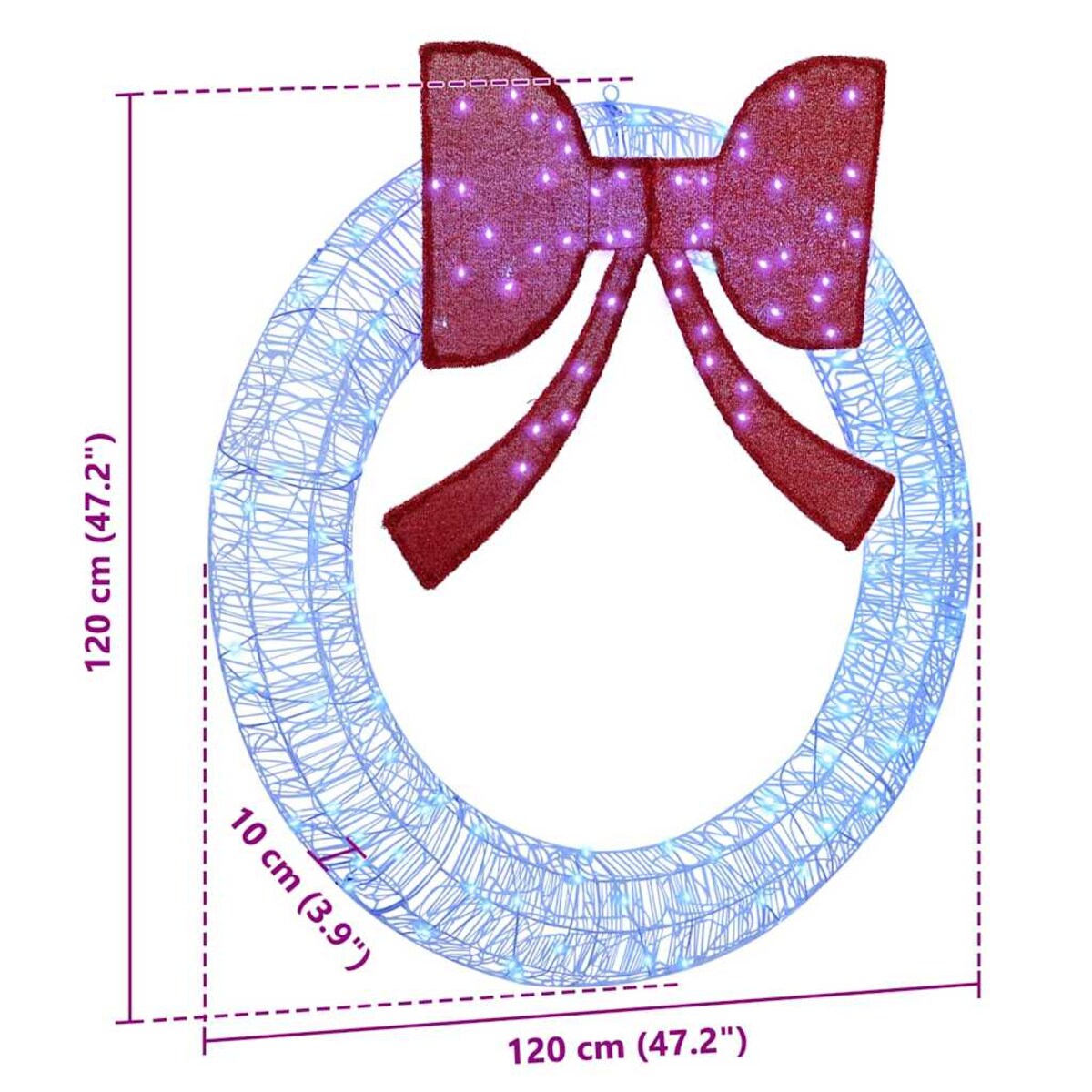 vidaXL Wianek z 150 diodami LED Niebieski 120 cm Akryl