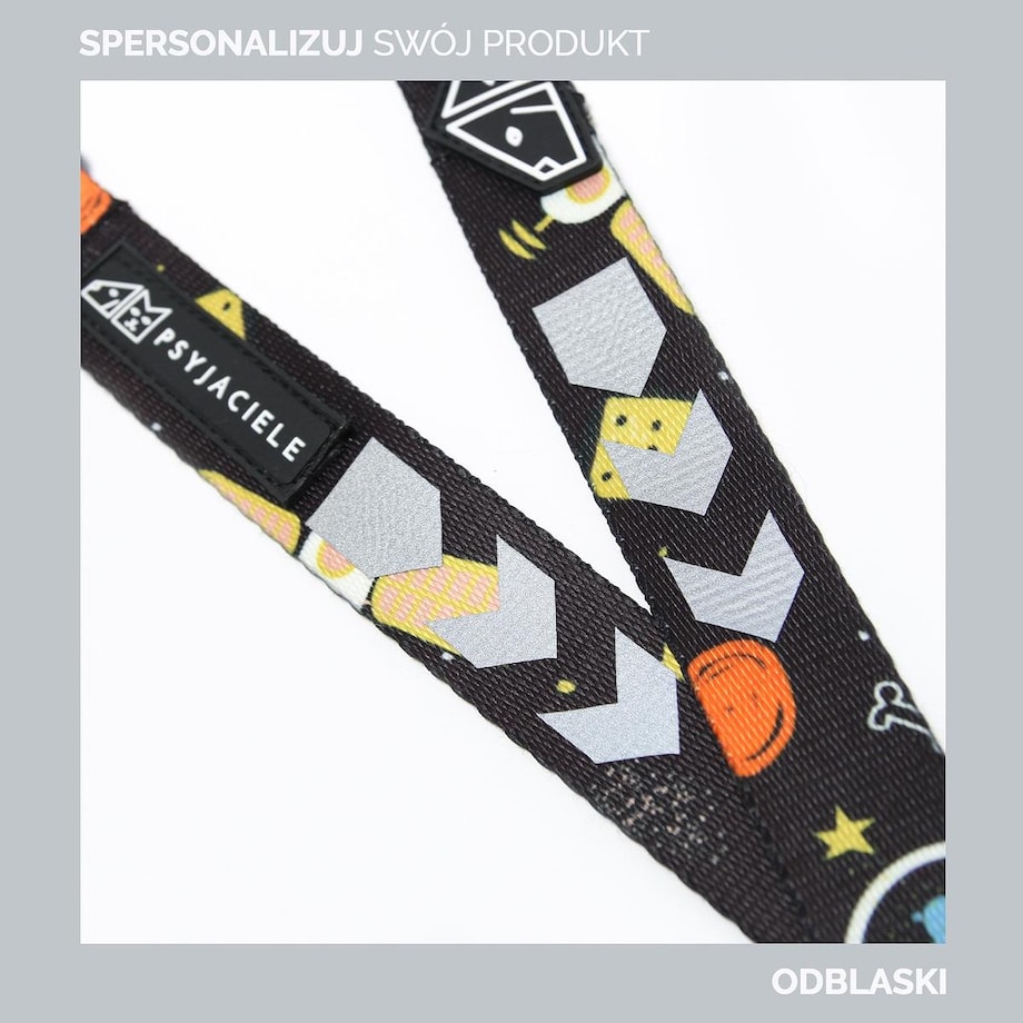 Smycz miejska dla psa lub kota "Spacer slbo psikus" - Szerokość taśmy: 25mm, Rozmiar: S oraz Rodzaj: Duży karabinek
