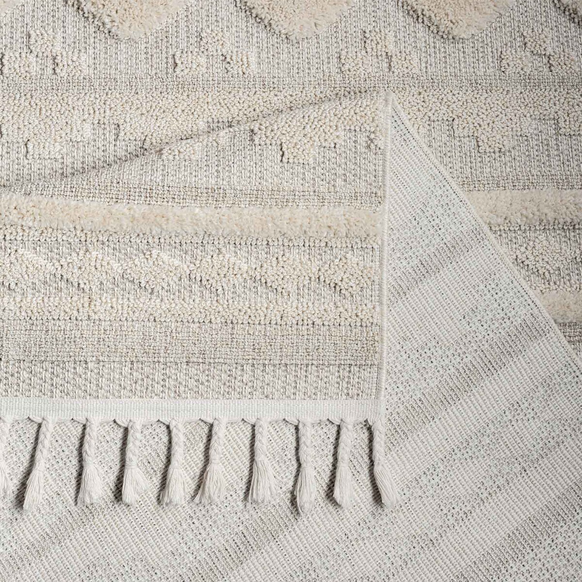 Dywan z frędzlami Cut&Loop Boho-Chic Valora 9300 Szary Krem 120x170