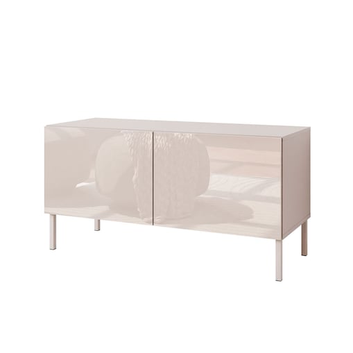 Szafka RTV COLGANTE 100 kaszmir wysoki połysk, oświetlenie LED, nóżki proste kaszmir