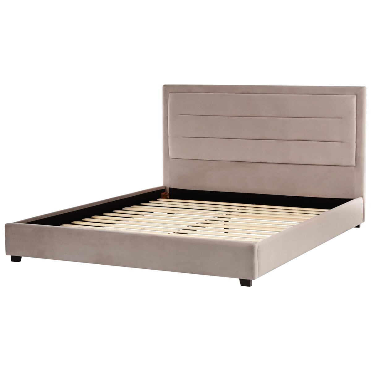 Łóżko Welur ROUEN 180 x 200 cm Beżowoszary