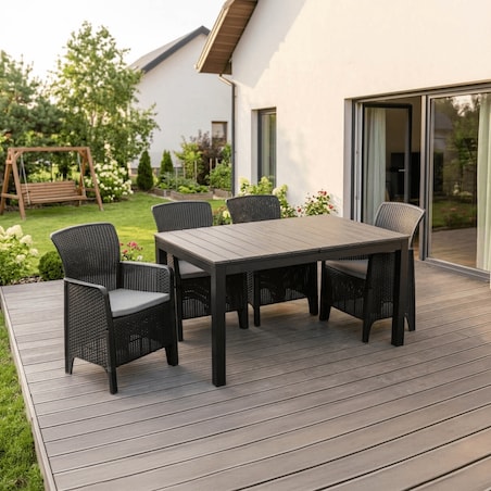 Zestaw Mebli Ogrodowych Na Taras Ogród Technorattan Czarny Popiel