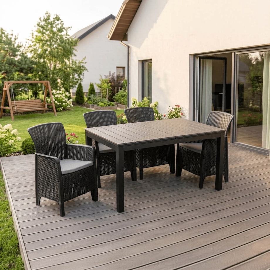 Zestaw Mebli Ogrodowych Na Taras Ogród Technorattan Czarny Popiel