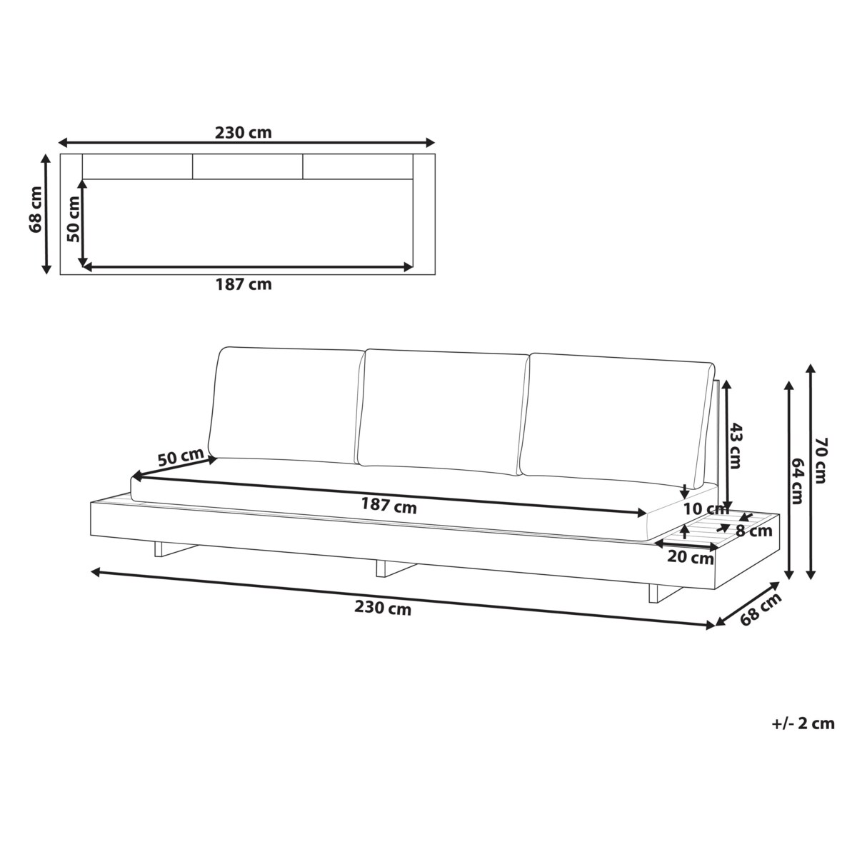 Sofa ogrodowa dla 3 osób MARETTIMO Certyfikowane drewno akacjowe Brązowy