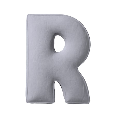 Poduszka literka R, srebrzysty szary, 35x40cm, Posh Velvet