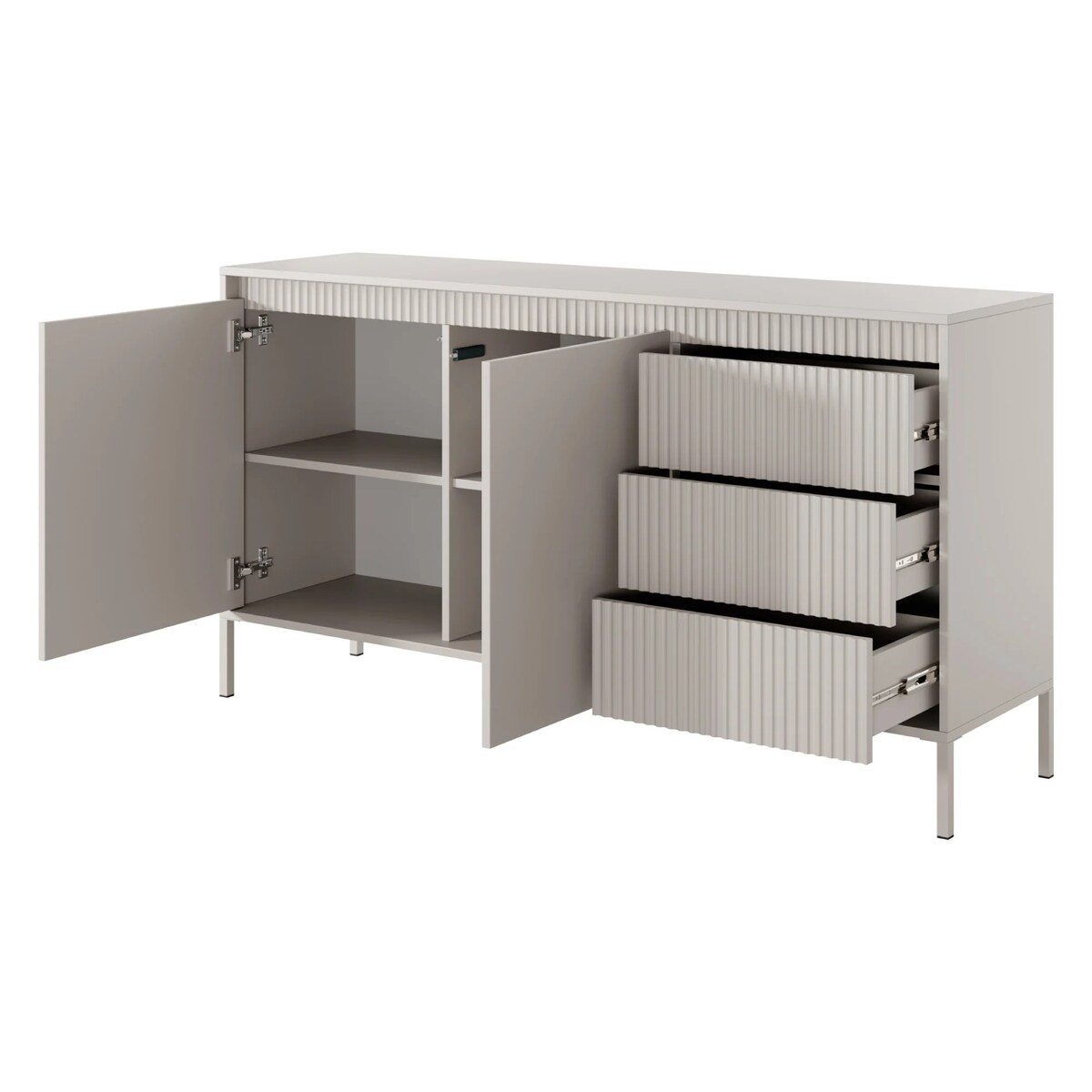 Komoda dwudrzwiowa z szufladami, LEMAL 81,4x153,6 cm,