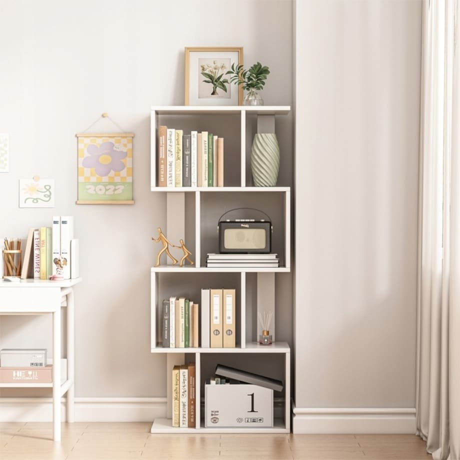 Regał otwarty stojący biały półka szafka biblioteczka nowoczesny loft 140cm