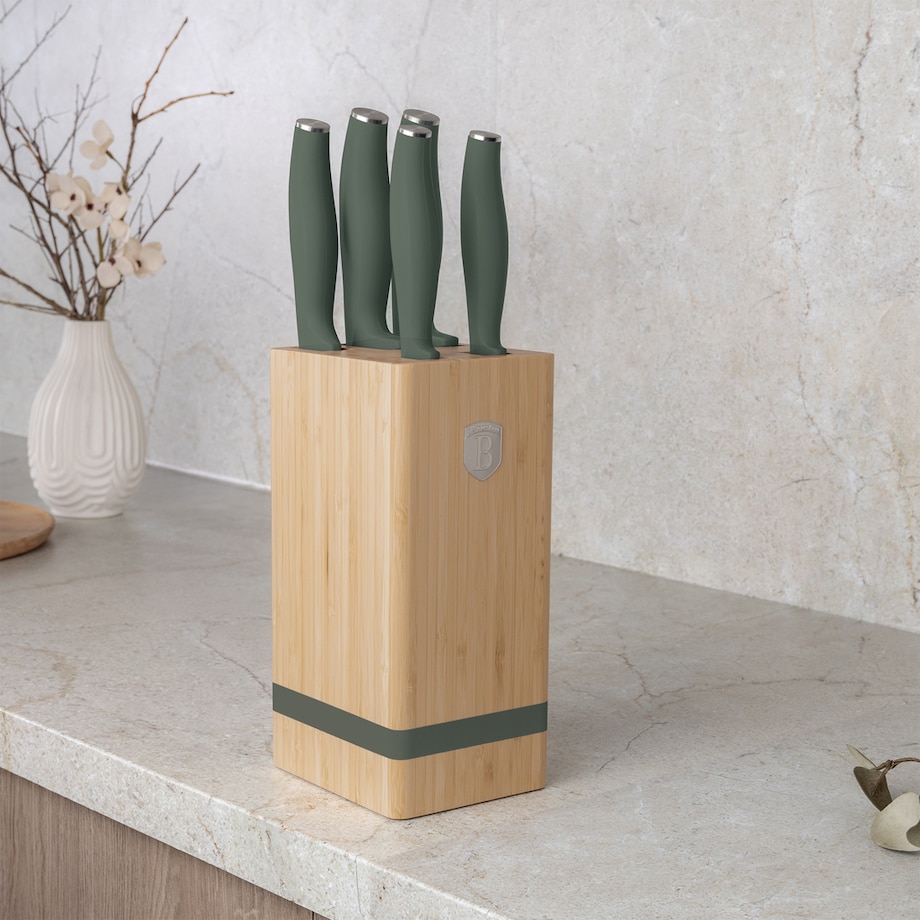 Zestaw noży w bambusowym stojaku 5 el. BerlingerHaus Matte Green Collection BH-2751