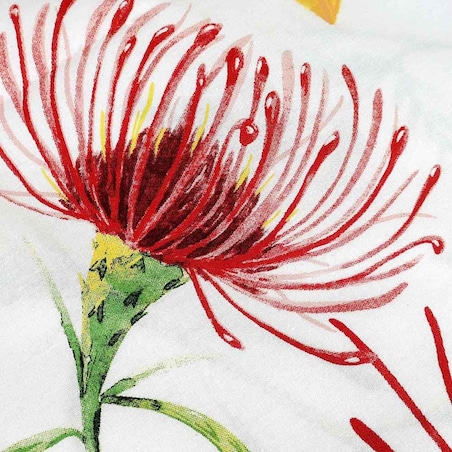 Poszewka dekoracyjna bawełniana 40x40 Sunny Bloom biała w kolorowe letnie kwiaty, Cottonlove, Darymex