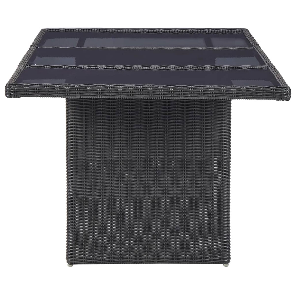 vidaXL Stół ogrodowy, czarny, 200x100x74 cm, szkło i rattan PE