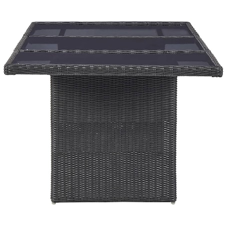 vidaXL Stół ogrodowy, czarny, 200x100x74 cm, szkło i rattan PE