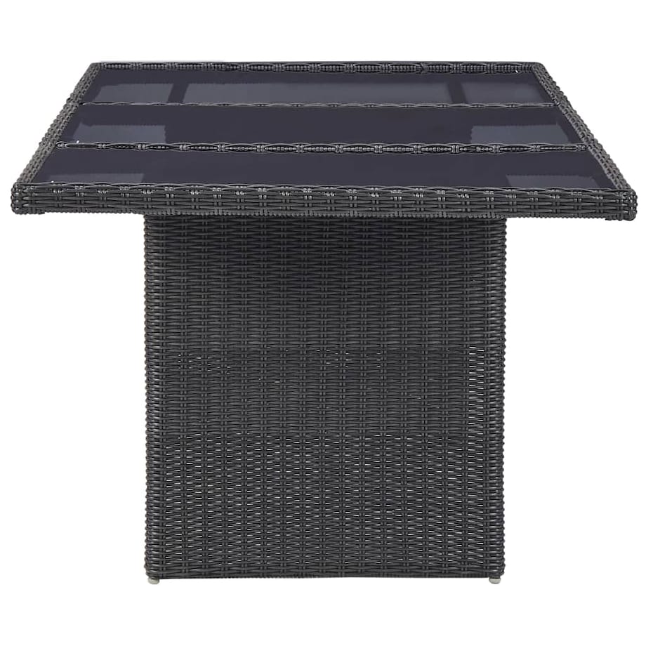 vidaXL Stół ogrodowy, czarny, 200x100x74 cm, szkło i rattan PE