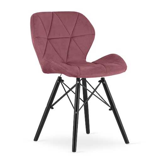 Krzesło Lago Ekoskóra ergonomiczne nowoczesny design - Ciemny Róż / Nogi Czarne
