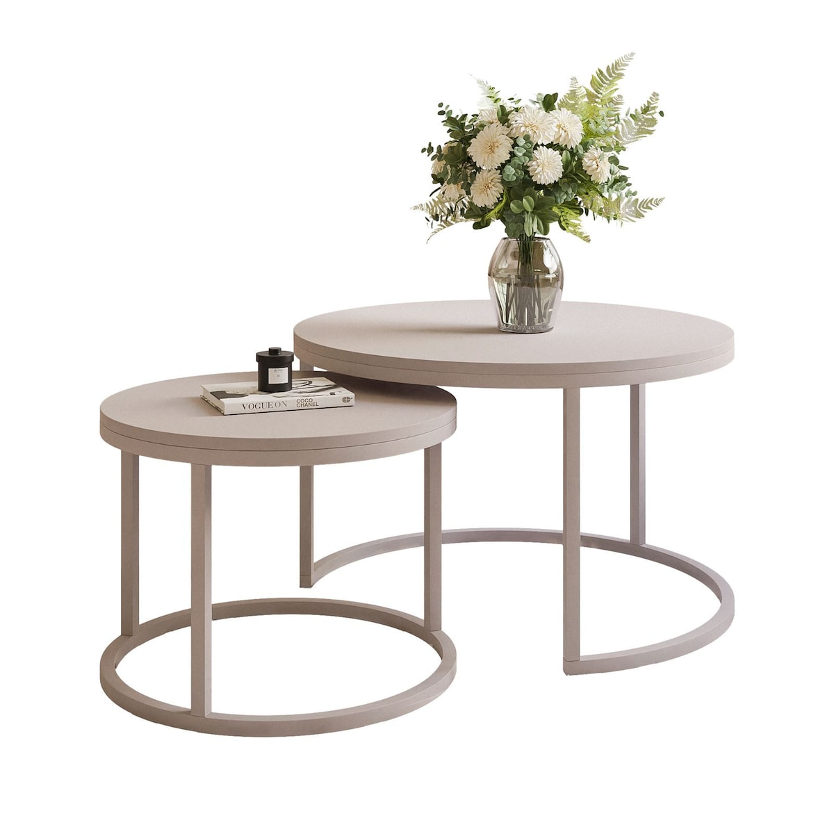 Okrągłe stoliki kawowe CIRI 2w1 kaszmir