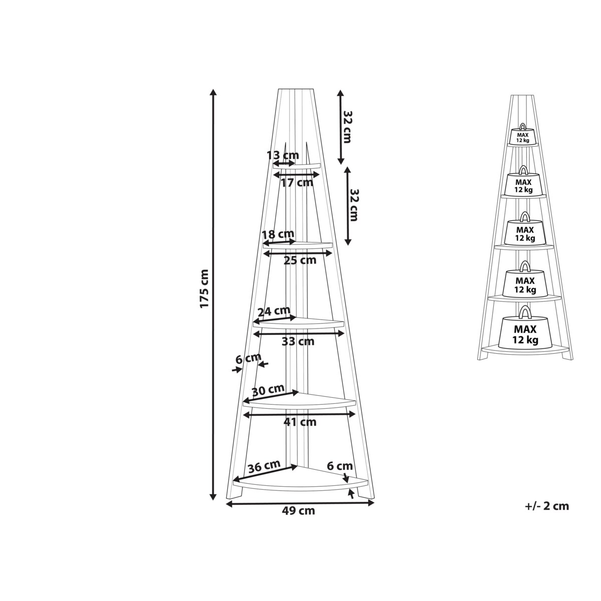 Regał narożny 4 półki ciemne drewno z białym MOBILE SOLO