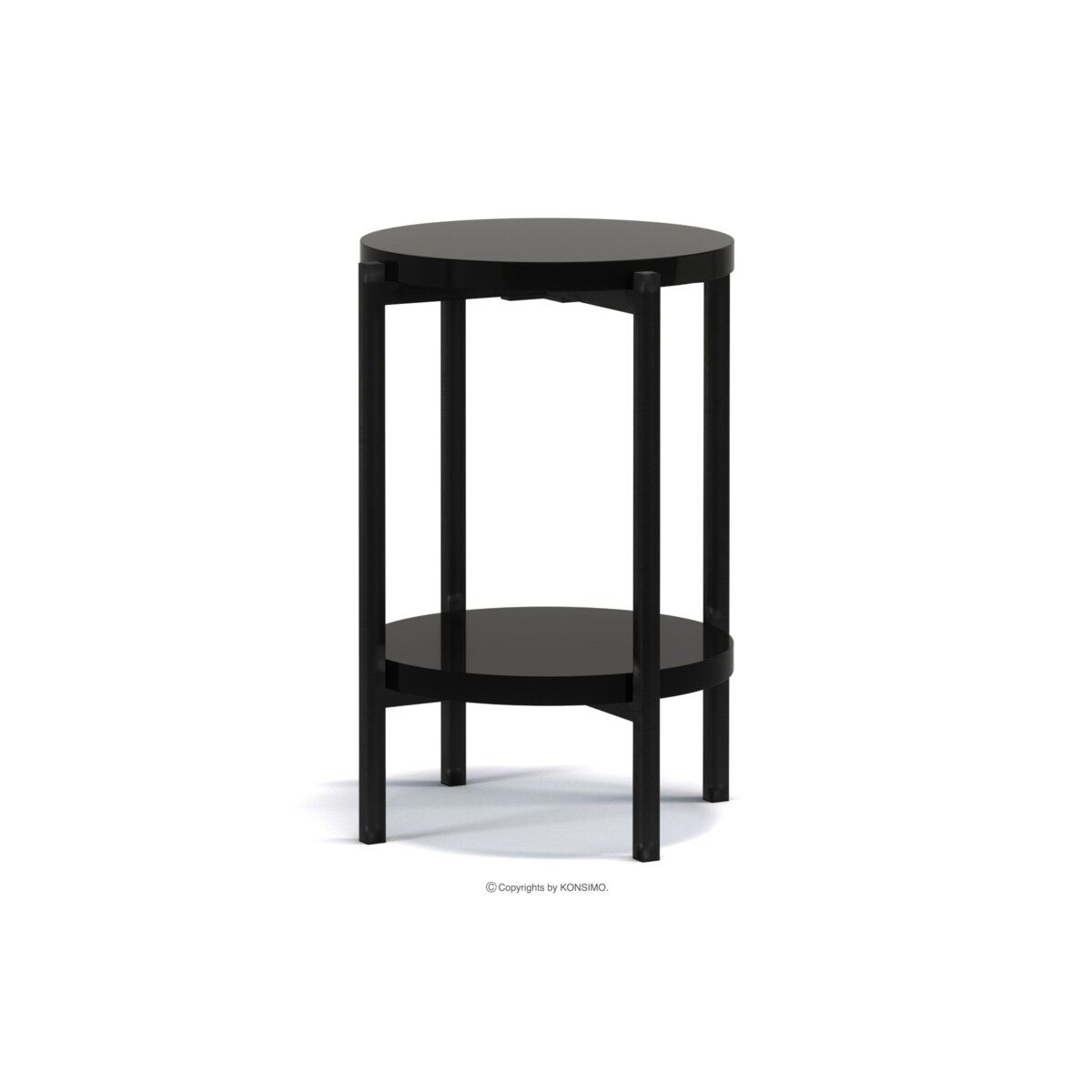 KONSIMO GERIS Wysoki stół w stylu loftowym z półką, czarny błyszczący