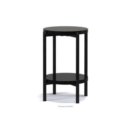 KONSIMO GERIS Wysoki stół w stylu loftowym z półką, czarny błyszczący