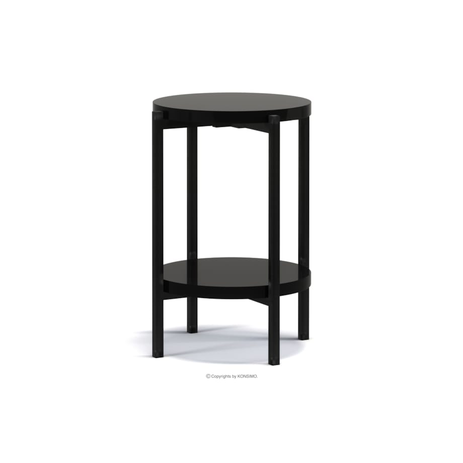 KONSIMO GERIS Wysoki stół w stylu loftowym z półką, czarny błyszczący