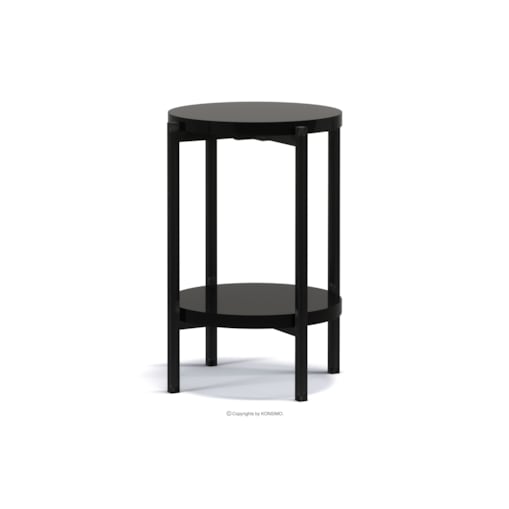 KONSIMO GERIS Wysoki stół w stylu loftowym z półką, czarny błyszczący