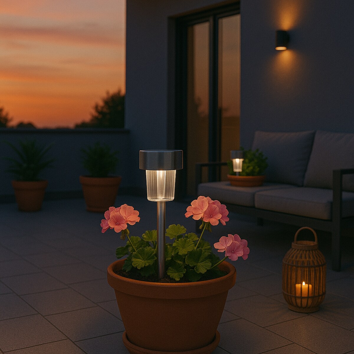 Lampa Solarna Ogrodowa  Słupek Do Wbicia W Ziemię Zewnętrzna Latarnia