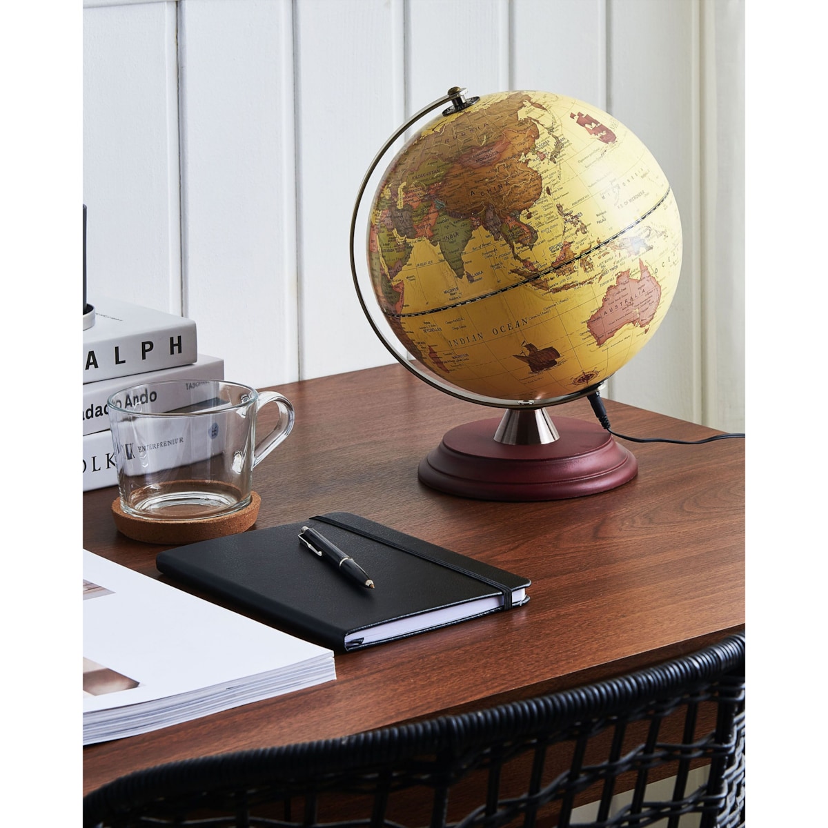 Globus LED 30 cm żółty VESPUCCI