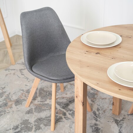 Krzesło Tapicerowane Skandynawskie Do Jadalni Kuchni Szare Dąb Nogi NEVEL