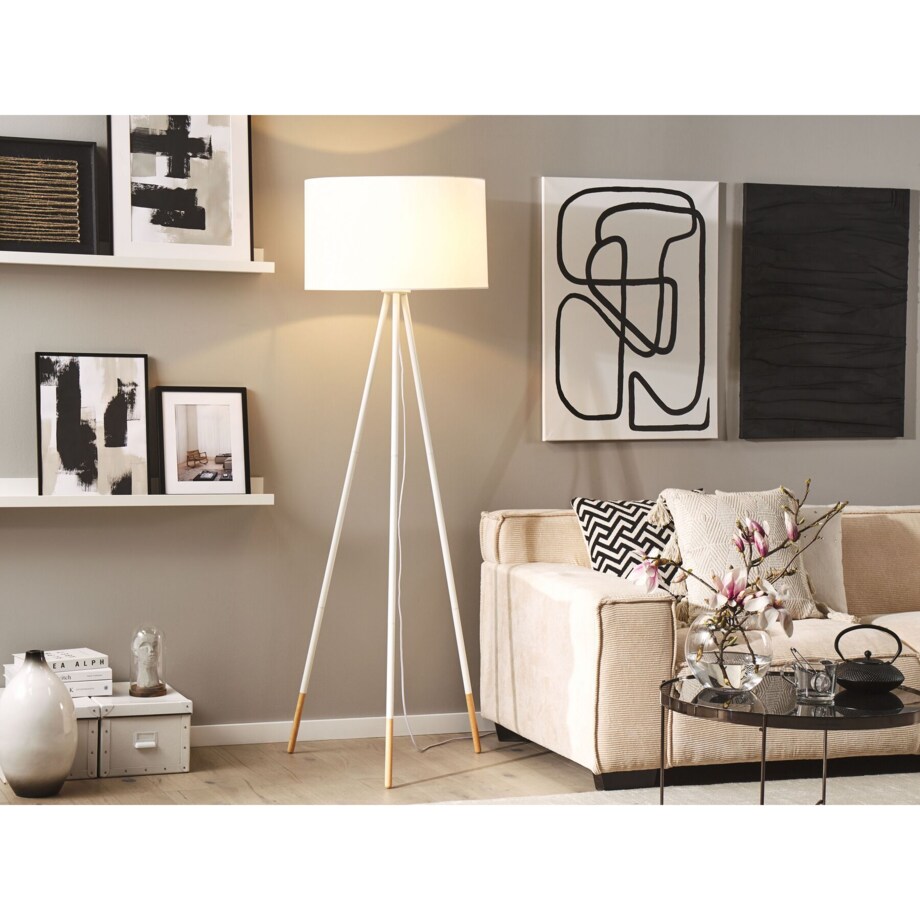 Lampa podłogowa biała TOBOL