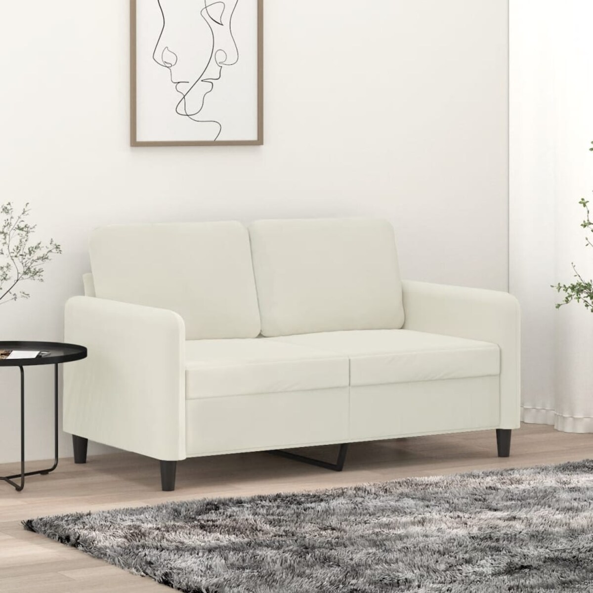 vidaXL Sofa 2-osobowa, kremowy, 120 cm, tapicerowana aksamitem