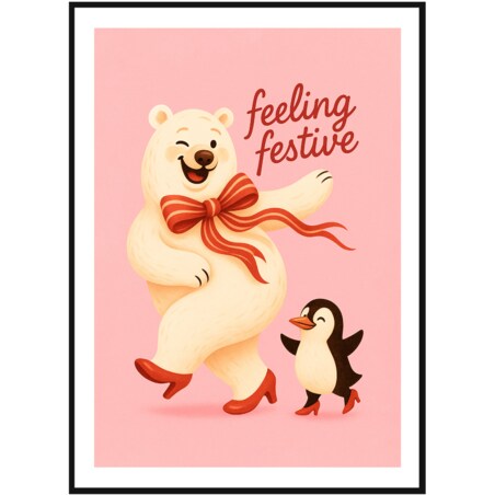 Poster Story, Plakat, Obraz - Tańczący Miś polarny i Pingwin, wymiary 70 x 100 cm