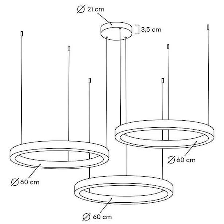 Lampa wisząca RING 60 + 60 + 60 złota na jednej podsufitce