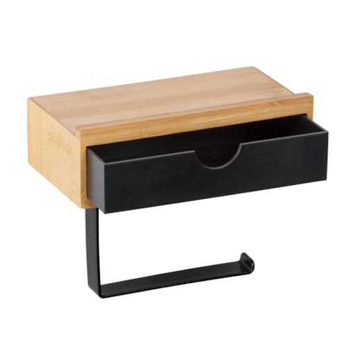 Uchwyt na papier toaletowy BAMBUSA z bambusową szufladą, WENKO