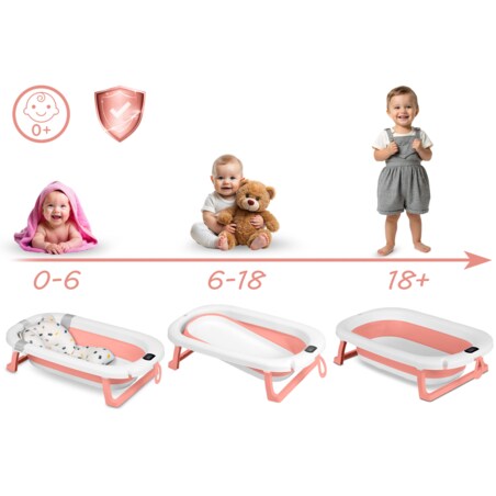 Wanienka składana dla dziecka niemowląt Ricokids termometr LCD poduszka + stojak