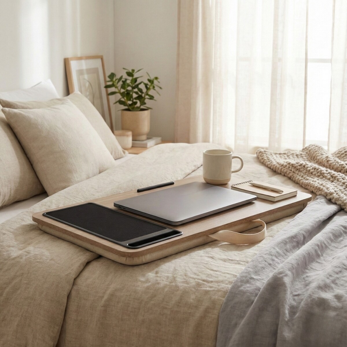 Stolik pod laptopa z poduszką i miejscem na mysz CALM, 57,5 x 30,5 x 4 cm