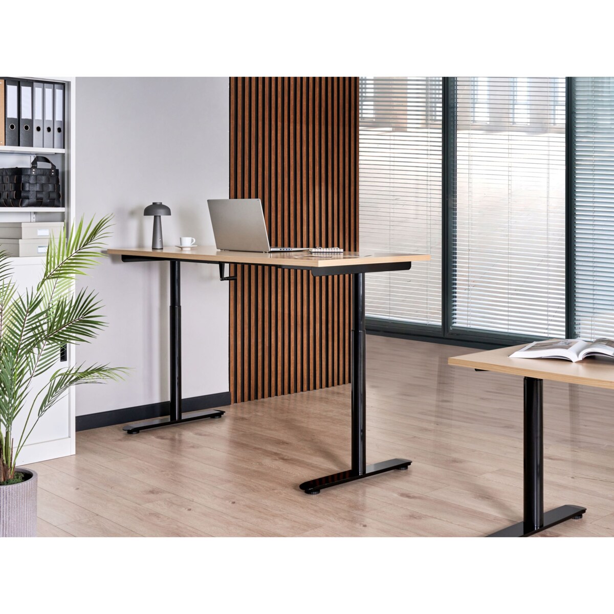 Biurko regulowane manualnie DESTINAS Czarny/ jasny brąz 160 cm 72 cm