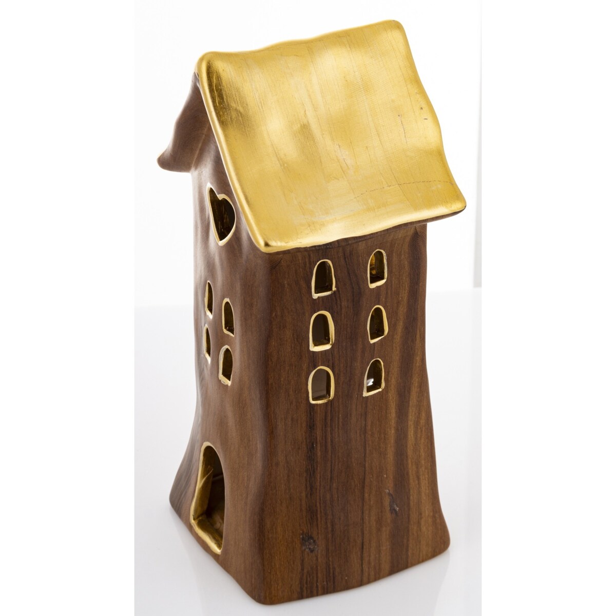 Dolomitowy domek na tea-lighty 20,5x9,5x9 cm brązowy big