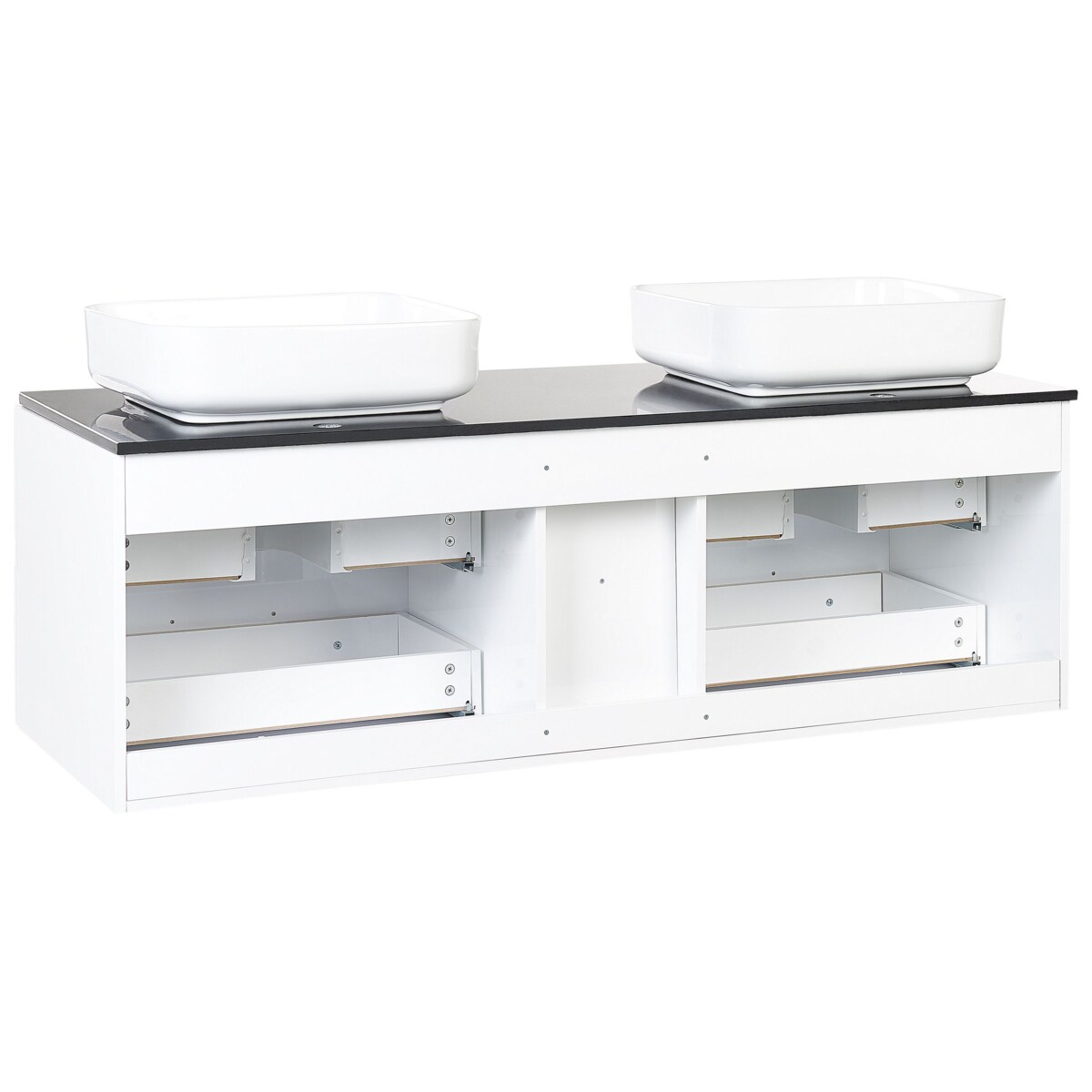 Zestaw mebli łazienkowych z podwójną umywalką i lustrami biały PILAR