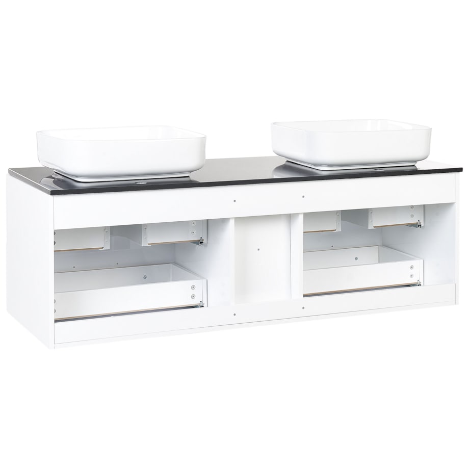 Zestaw mebli łazienkowych z podwójną umywalką i lustrami biały PILAR