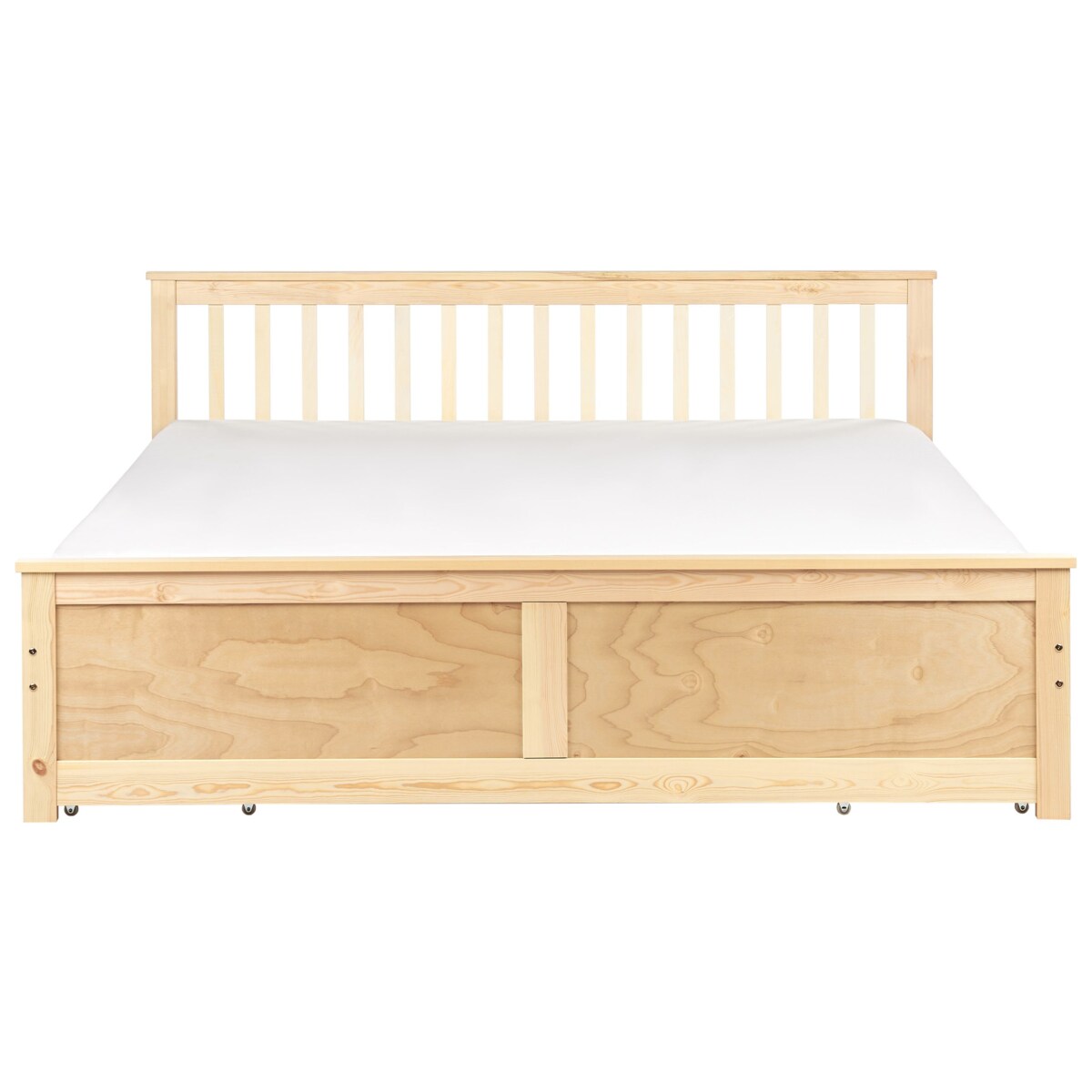 Łóżko ze schowkiem OLENDON 180 x 200 cm Z miejscem do przechowywania Drewno Jasne drewno
