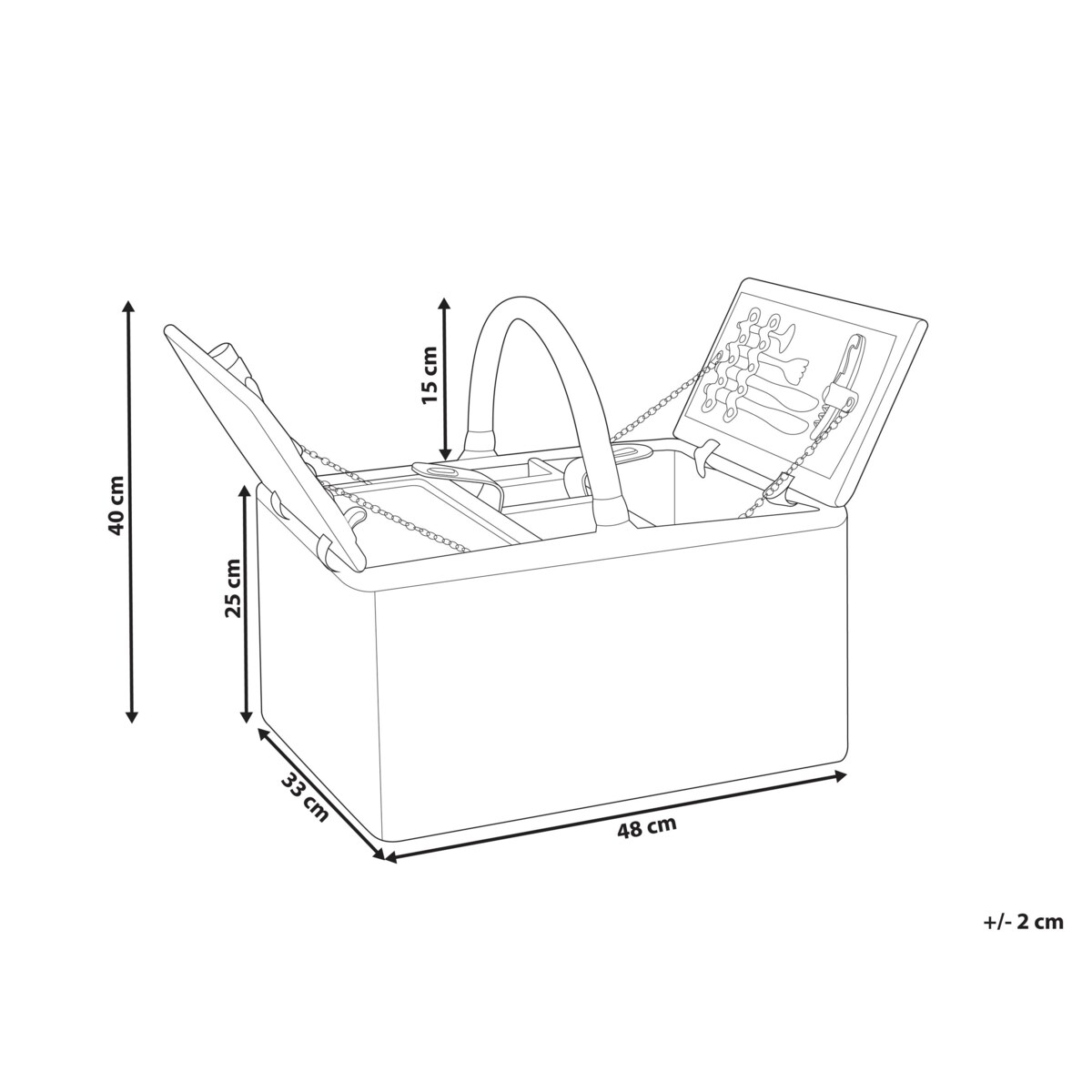 Kosz piknikowy GROSEILLE Plecionka Szary