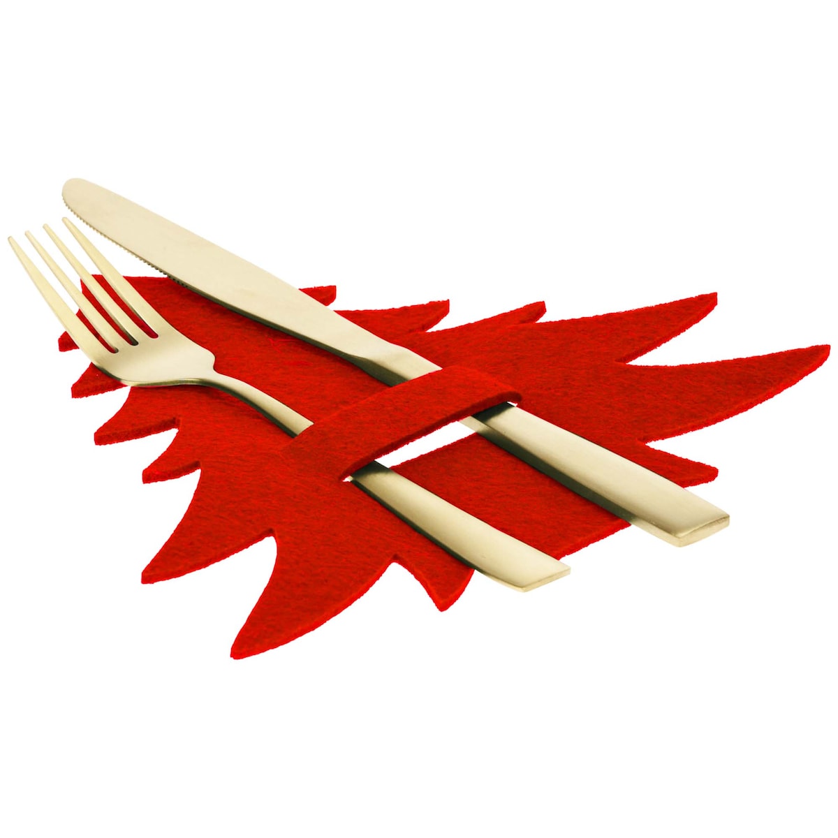 Świąteczna Kieszonka Etui Pokrowiec Na Sztućce Filc Choinka Czerwona 4 Szt