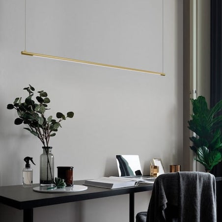 Wisząca LAMPA listwa BUGA LE41356 minimalistyczna OPRAWA zwis LED 20W 3000K tuba złota, Luces Exclusivas