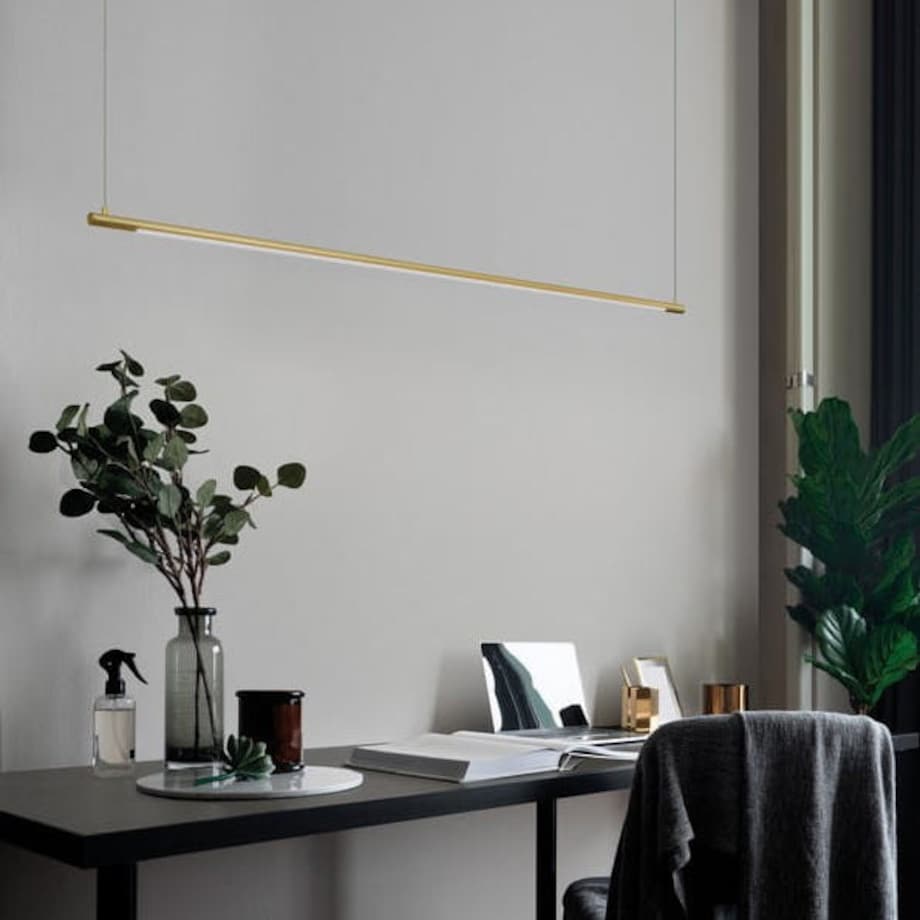 Wisząca LAMPA listwa BUGA LE41356 minimalistyczna OPRAWA zwis LED 20W 3000K tuba złota, Luces Exclusivas