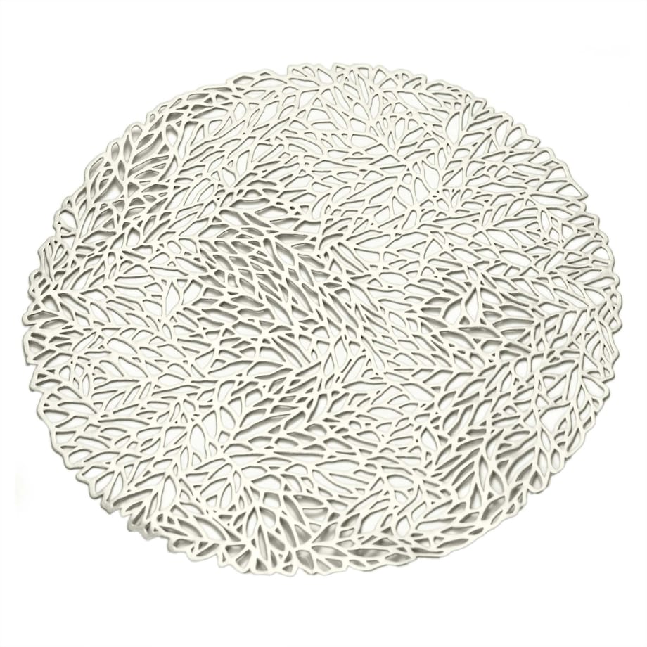 Podkładka Ażurowa Na Stół Mata Stołowa Pod Talerz Ozdoba 38 Cm Pvc Srebrna