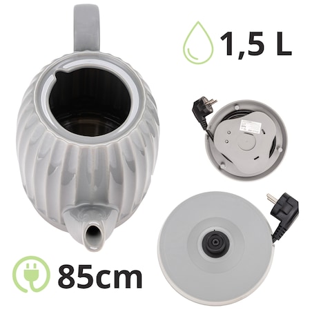 Czajnik elektryczny bezprzewodowy ceramiczny 1.5L szary KAMILLE