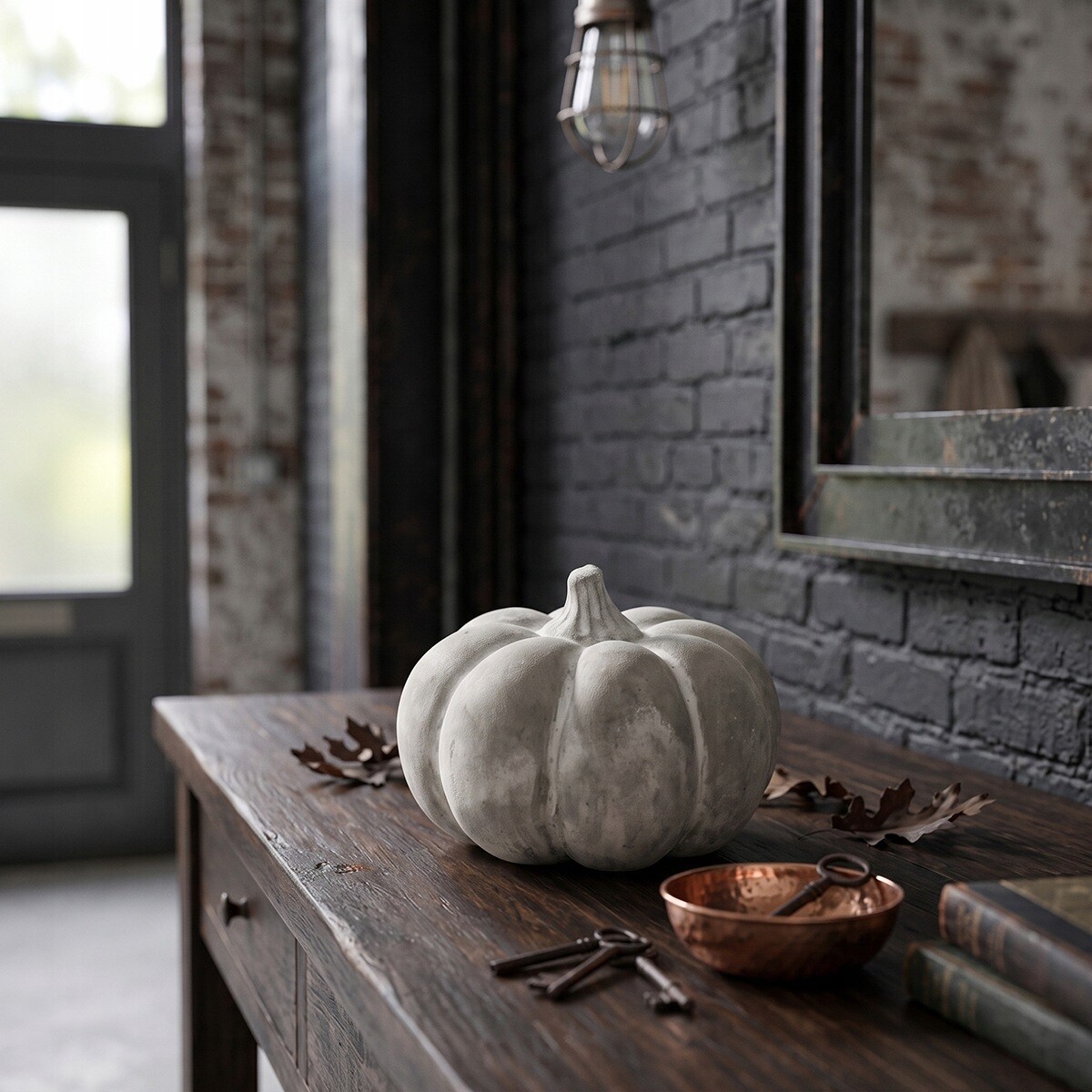 FIGURKA DYNIA SZARA BETONOWA BOHO OZDOBNA NA HALLOWEEN JESIEŃ BALKON TARAS